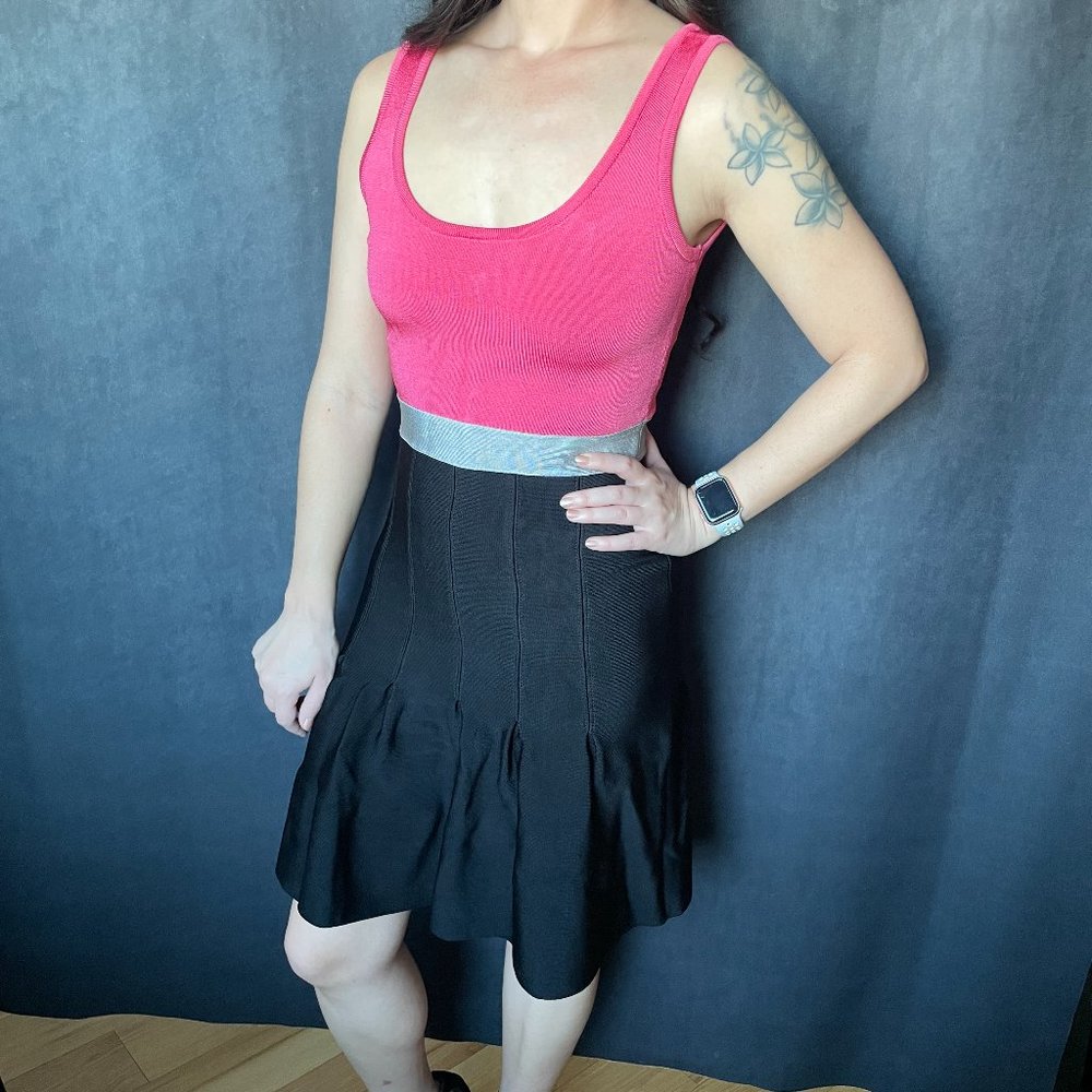 Bebe Pink and Black Bodycon Dress